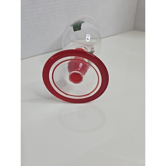 Pottery Barn DONNER Christmas Reindeer Goblet Glass Hand Painted Red Base EUC - Picture 7 of 7